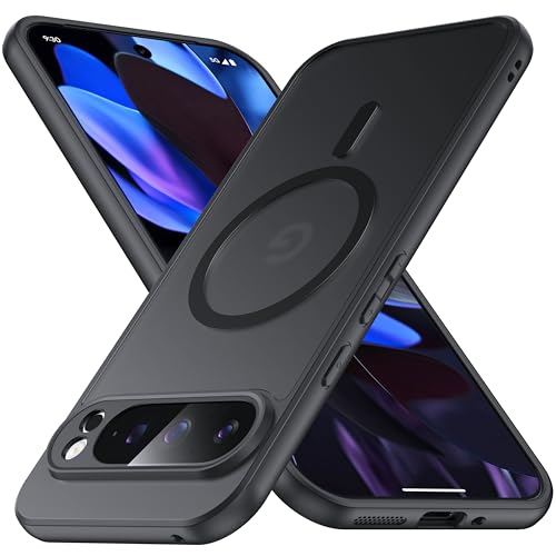 FNDMIL [NO.1 Magnetisch für Google Pixel 9 Pro XL Hülle mit MagSafe [Translucent Matt] [Anti-Fingerabdruck] [Militär Stoßfest] Hardcase mit Weich Silikon Handyhülle für Pixel 9 Pro XL Case Schwarz von FNDMIL