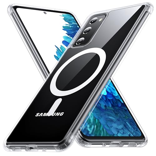 FNDMIL [NO.1 Magnetisch für Samsung Galaxy S20 FE Hülle mit MagSafe [Anti-Gelb] [Durchsichtig Hardcase] [Militär Stoßfest] Hardcase mit Weich Silikon Handyhülle für Galaxy S20 FE Case 4G/5G Klar von FNDMIL