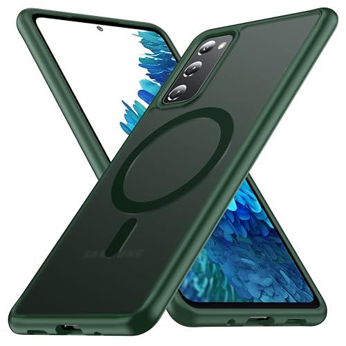 FNDMIL [NO.1 Magnetisch für Samsung Galaxy S20 FE Hülle mit MagSafe [Translucent Matt] [Anti-Fingerabdruck] [Militär Stoßfest] Hardcase mit Weich Silikon Handyhülle für Galaxy S20 FE Case 4G/5G Grün von FNDMIL