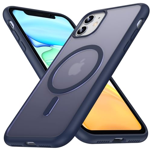 FNDMIL [NO.1 Magnetisch für iPhone 11 Hülle mit MagSafe Kabelloses Laden [Translucent Matt] [Anti-Fingerabdruck] [Militär Stoßfest] Hardcase mit Weich Silikon Handyhülle iPhone 11 Case 6,1'', Blau von FNDMIL