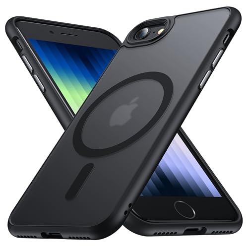FNDMIL [NO.1 Magnetisch] für iPhone SE 2022/SE 2020/8 Hülle mit MagSafe[Durchscheinend Matt][Anti-Fingerabdruck][Militär Stoßfest]Dünn Hardcase mit Silikon für iphone SE 2./3. Generation Hülle,Schwarz von FNDMIL