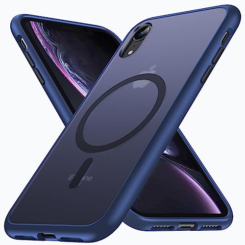 FNDMIL [NO.1 Magnetisch für iPhone XR mit MagSafe Kabelloses Laden [Durchscheinend Matt] [Anti-Fingerabdruck] [Militär Stoßfest] Dünn Hardcase mit Weich Silikon Handyhülle für iPhone XR Case,Blau von FNDMIL
