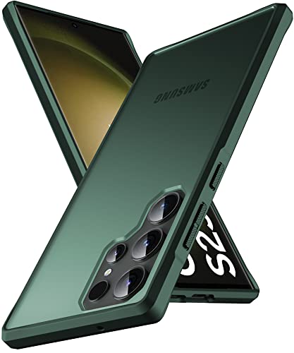 FNDMIL Translucent Matt für Samsung Galaxy S23 Ultra Hülle [Anti-Fingerabdrücke] [Stoßfest] Hart PC Rückseite mit Seidigem Silikon Slim Galaxy S23 Ultra Handyhülle Case 6,8'' Schutzhülle, Grün von FNDMIL