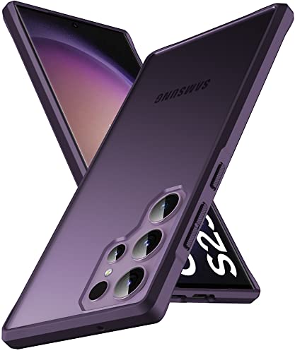 FNDMIL Translucent Matt für Samsung Galaxy S23 Ultra Hülle [Anti-Fingerabdrücke] [Stoßfest] Hart PC Rückseite mit Seidigem Silikon Slim Galaxy S23 Ultra Handyhülle Case 6,8'' Schutzhülle, Lila von FNDMIL