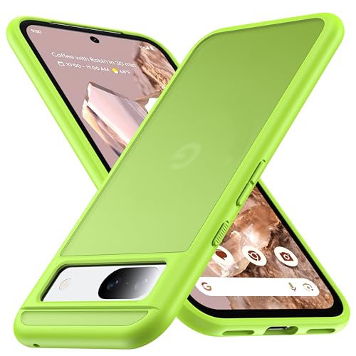 FNDMIL für Google Pixel 8a Hülle mit Kabellosem Laden[Translucent Matt][Anti-Fingerabdruck][Militärschutz] Hardcase mit Weich Silikon Handyhülle für Google Pixel 8a Case Dünn 6.1'',Leuchtendes Grün von FNDMIL
