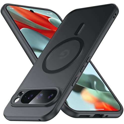 FNDMIL für Google Pixel 9 Pro XL Hülle mit MagSafe [Anti-Fingerabdruck] [Translucent Matt] [Militär Stoßfest] Hardcase mit Weich Silikon Handyhülle für Pixel 9 Pro XL Case Mitternachtsschwarz von FNDMIL
