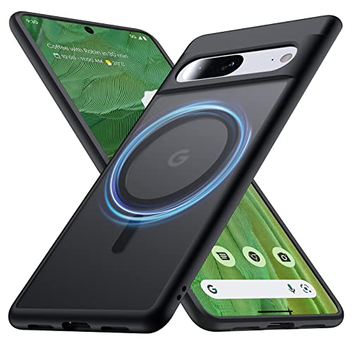 FNDMIL Magnetisch für Google Pixel 7 Hülle mit MagSafe [NO.1 Magnetisch][Anti-Fingerabdruck][Militärschutz Stoßfest] Translucent Matt Hart Rückteil Pixel 7 Handyhülle 5G Dünn Case 6.3'', Schwarz von FNDMIL