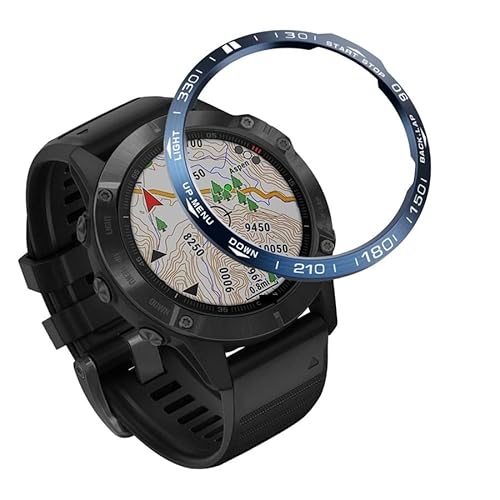 FNDWJ Kratzfester Schutzring Metallabdeckung für Garmin Fenix 6/Fenix 6 Pro Uhr Zifferblatt Lünette Ring Styling Gehäuse (Farbe: B Blau Weiß) von FNDWJ