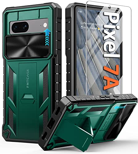 FNTCASE Handyhülle für Google Pixel 7A Hülle: Stoßfeste Schutzhülle Robust Heavy Duty Militär-Grade Schutz Fallschutz Google Pixel 7A Hülle mit Ständer TPU Matte Hybrid Harte Bumper Grün von FNTCASE