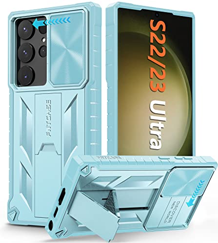 FNTCASE Schutzhülle für Samsung Galaxy S23-Ultra: S22 Ultra Militärqualität, stoßfester Schutz, Handyhülle mit Ständer und matt strukturierter, robuster TPU-Schale, sturzsichere Schutzhülle, Hellblau von FNTCASE