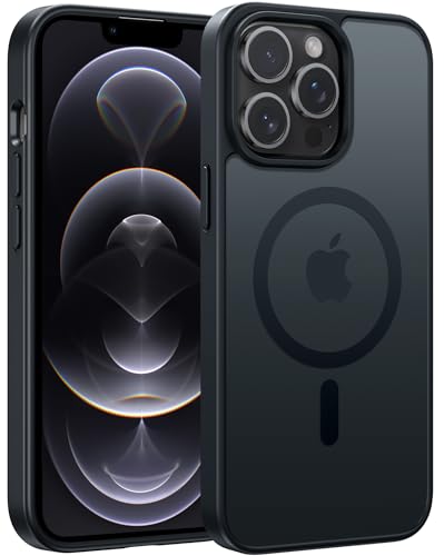 FNTCASE für iPhone 12 Pro Max Hülle: iPhone 12 Pro Max Handyhülle Magnetisch Matt Stoßfest Durchscheinende Rückseite Schutzhülle - Dünn Anti-Fingerabdruck Schutzhülle (Schwarz/6.7 Inch) von FNTCASE