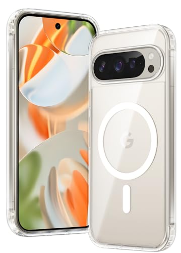 FNTCASE für Google Pixel-9 Pro-XL Hülle: Magnetische Militär Fallschutz Anti Vergilbung Handyhülle - langlebige robuste stoßfeste Schutzhülle - 6,8 Zoll (Klar) von FNTCASE