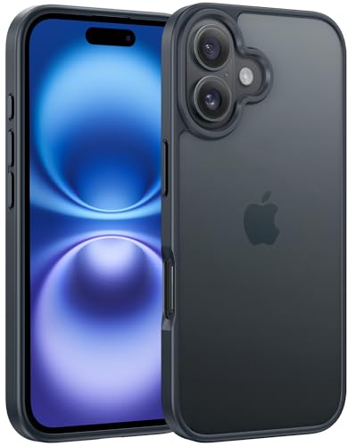 FNTCASE für iPhone 16 Plus Handyhülle: Matte Strukturierte Schlanke Transparente Militärische Grad Fallschutz Handyhülle - Robuste Langlebig Stoßfest Schützende Bumper - 6,7 Zoll/Mattschwarz von FNTCASE