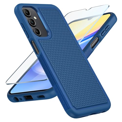 FNTCASE für Samsung Galaxy A15 Hülle: Dual Layer Schutzhülle Handyhülle Robuste Stoßfest mit rutschfeste Strukturierte Rückseite - Militärischer Schutz Bumper Tough Case für Samsung A15 Blau von FNTCASE