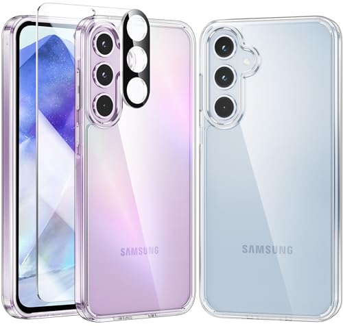 FNTCASE für Samsung Galaxy A55-5G Fall: Klare schlanke stoßfeste Handy-Schutzhüllen | Anti Vergilbung Kratzer Dropproof Rugged TPU Bumper Transparent Protection Phonecase(Klare) von FNTCASE