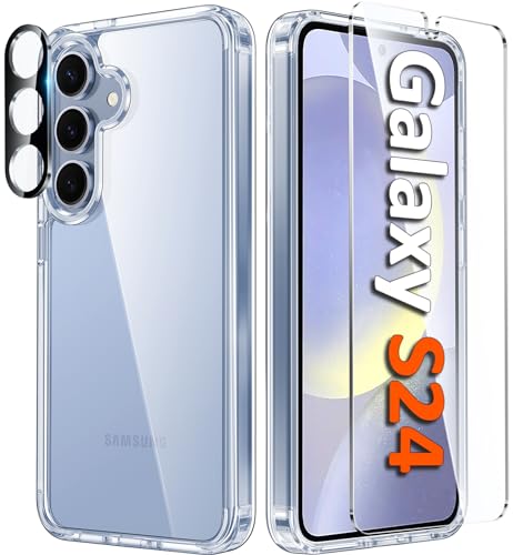 FNTCASE für Samsung Galaxy S24 Hülle: Transparent Handyhülle für Samsung S24 mit HD-Klar Panzer Schutz Glas Kameraschutz Anti Vergilbung Hüllen Fallschutz Schutzhülle Dünn Stoßfest Case Harte Cover von FNTCASE