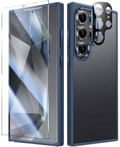 FNTCASE für Samsung Galaxy S24-Ultra Hülle: 6,8 Zoll Blau, durchscheinende Matte Handyhülle, Metallknopf, Stoßfester Fallschutz in Militärqualität von FNTCASE