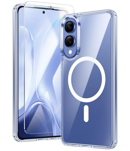 FNTCASE für Samsung Galaxy S25-Edge Hülle: Magnetische Militär Fallschutz Anti Vergilbung Handyhülle - Robuste langlebige stoßfeste Schutzhülle Transparente Fälle - 6,7 Zoll (Klar) von FNTCASE