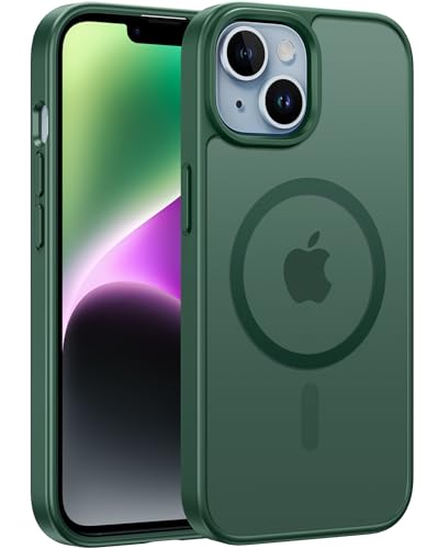 FNTCASE für iPhone 13 Hülle: iPhone 14 Handyhülle Magnetische Translucent Matte Militär Fallschutz Anti Vergilbung Handyhülle - Robuste langlebige stoßfeste Schutzhülle-Grün von FNTCASE