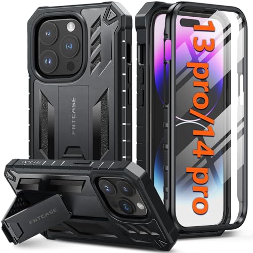 FNTCASE für iPhone 13 Pro Hülle: für iPhone 14 Pro Handyhülle mit Ständer Stoßfeste Kratzfeste Schutzhülle Heavy Duty Case für iPhone 13 Pro/14 Pro Cover SGS-Militärschutz 6,1 Zoll (A-Schwarz) FNTCASE für iPhone 13 Pro Hülle: für iPhone 14 Pro Handyhülle mit Ständer Stoßfeste Kratzfeste Schutzhülle Heavy Duty Case für iPhone 13 Pro/14 Pro Cover SGS-Militärschutz 6,1 Zoll (A-Schwarz) von FNTCASE