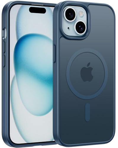 FNTCASE für iPhone 15 Hülle Magnetische: iPhone 14 Handyhülle Translucent Matte Militär Fallschutz Anti Vergilbung Handyhülle - Robuste langlebige stoßfeste Dünne Schutzhülle (Blau/6.1 Zoll) von FNTCASE