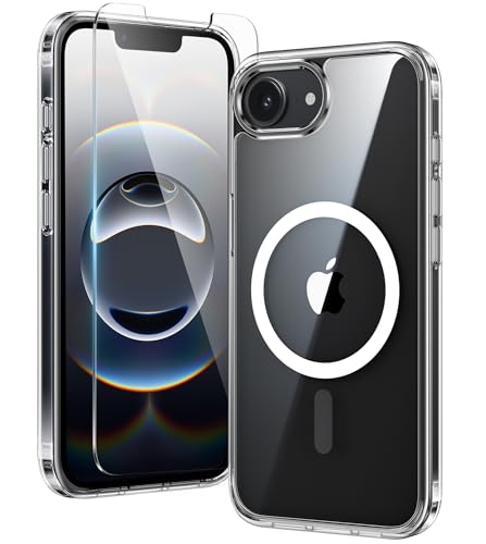 FNTCASE für iPhone 16e Phone Hülle: Magnet Schlanke Schützende Transparent Handyhülle | Anti Vergilbung Hüllen Fallschutz Robuste Strapazierfähige Schutzhülle Tough(Klar) von FNTCASE