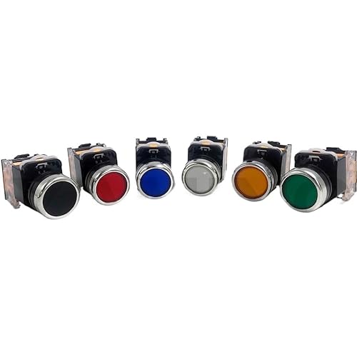 FNWXGMFZ Momentaner Ein-/Aus-Schalter, selbstsichernd, 22 mm, 4 Schrauben, Mini-Netzschalter, rund, flach und rund, Zuschnitt für Schalttafel (Weiß, Reset (Momentary)) von FNWXGMFZ