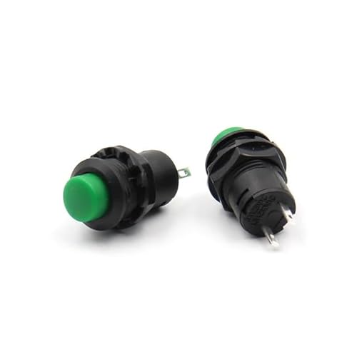 FNWXGMFZ Roter und grüner Mini-Knopfschalter, 12 mm, kurzfristig oder selbstsichernd, 2-polig (grün, Self-Locking) von FNWXGMFZ