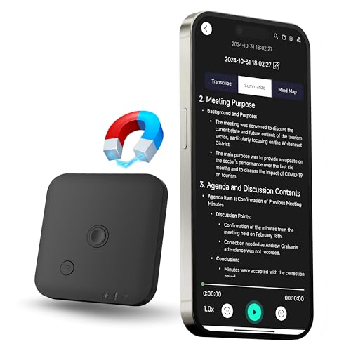 AI-Voice Recorder Voice to Text und Zusammenfassung Audio Recorder für Anrufe, Konferenzen, Meetings, App-Steuerung, unterstützt 102 Sprachen, 64GB Speicher von FOCASE REC
