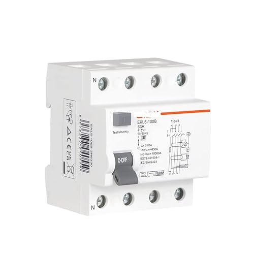 Leistungsschalter EKL6-100B-3N6330 RCCB 10KA 3P+N 63A 30mA Typ B Fehlerstromschutzschalter Diodenschalter von FOCCAR