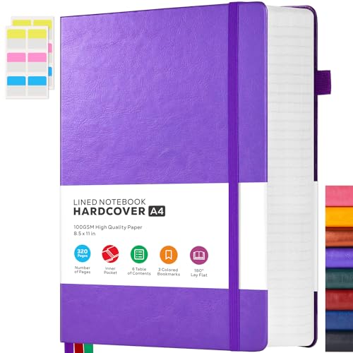 FOCUS DAY Notizbuch A4 Kunstleder- Journal Tagebuch Liniert Mit 320 Seiten Und 100GSM Premium-Papier, Der Collegeblock Notizblock Eignet Sich Zum Schreiben Und Notieren, 21,5 x 28cm, Lila FOCUS DAY Notizbuch A4 Kunstleder- Journal Tagebuch Liniert Mit 320 Seiten Und 100GSM Premium-Papier, Der Collegeblock Notizblock Eignet Sich Zum Schreiben Und Notieren, 21,5 x 28cm, Lila von FOCUS DAY