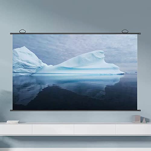 Tragbare manuelle Projektorleinwand, Faltbarer und tragbarer 4:3/16:9 HD-Roll-up for den Innenbereich zur Wandmontage, for Heimkino, Büro, Unterhaltung(100inch 16:9) von FOELANNE
