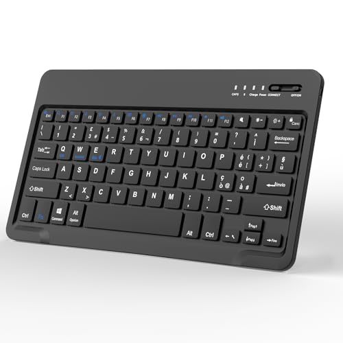 FOGARI Italienische tragbare Bluetooth-Tastatur, Mini-Tastatur für iPad, Samsung, Huawei, iOS, Android, Windows, Tablet und Smartphone, wiederaufladbare Tastatur, Schwarz von FOGARI