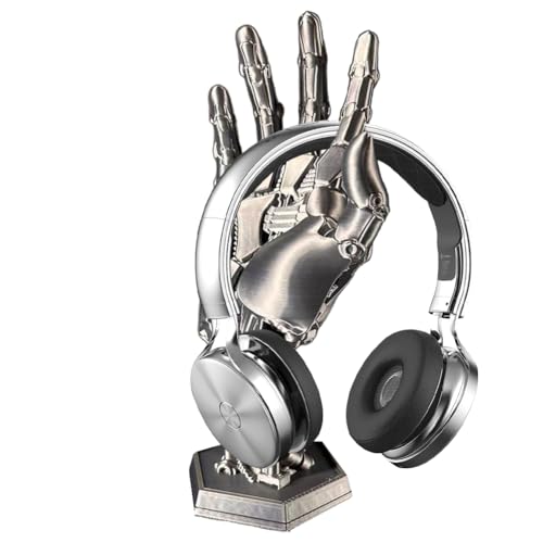 FOGARI Kopfhörer und Controller Halter,Cyberpunk Kopfhörerständer,Gaming Headset Halterung Tisch für PS5 Controller oder Xbox Controller Ständer Series X|S-Controller (Silber) von FOGARI