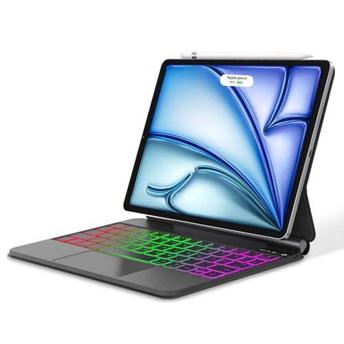 FOGARI Magic Tastatur für iPad Air 5 | Tastatur für iPad Air 4 | Tastatur für iPad Pro 11(4./3./2./1. Gen) - Trackpad Tastatur QWERTZ mit 7 Farben Hinterleuchtet für iPad Pro 11/iPad Air 5/4 - Schwarz von FOGARI