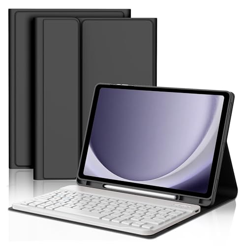 FOGARI Schutzhülle mit Tastatur für Samsung Galaxy Tab A9 Plus 11 Zoll (11 Zoll) – Französische AZERTY-Tastatur für Samsung Galaxy Tab A9+ 2023 SM-X210/X216/X218, Schutzhülle mit Stifthalter, Schwarz von FOGARI