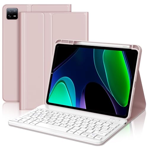 FOGARI Schutzhülle mit Tastatur für Xiaomi Pad 6/6 Pro 2023 - Italienisch QWERTY-Layout Wireless Bluetooth Abnehmbare magnetische Tastatur für Xiaomi Pad 6/6 Pro 11 Zoll, Rosa von FOGARI