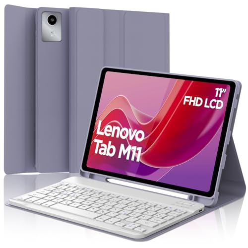 FOGARI Tastatur Hülle für Lenovo Tab M11 11 Zoll 2024, QWERTZ Deutsches Tastatur mit Magnetisch Abnehmbarer Bluetooth für Lenovo Tab M11 (TB330FU / TB330XU), Lavendel lila von FOGARI