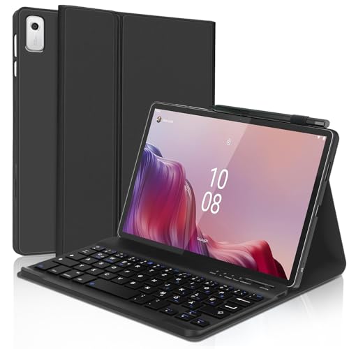 FOGARI Tastatur Hülle für Lenovo Tab M9 Tablet 2023 | Tastatur für Lenovo Tab M9 9'' HD - magnetisch Abnehmbarer Tastatur mit QWERTZ Layout, Schwarz von FOGARI