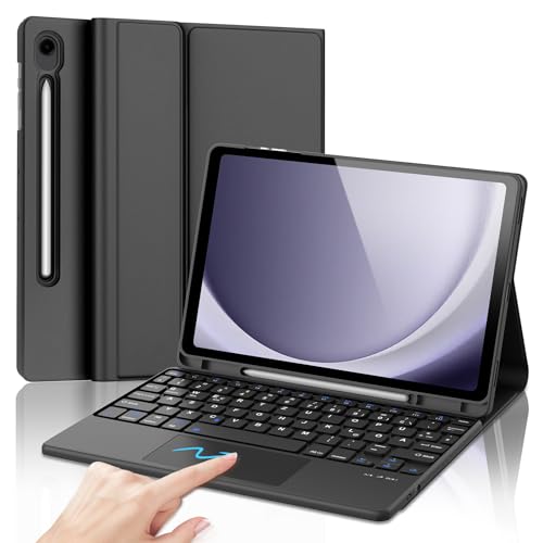 FOGARI Tastatur Hülle für Samsung Galaxy Tab A9 Plus 2023 11 Zoll Tablet - Galaxy Tab A9+ Tastatur mit Touchpad - Wiederaufladbar QWERTZ Tastatur für Samsung Galaxy Tab A9 Plus 2023 - Schwarz von FOGARI