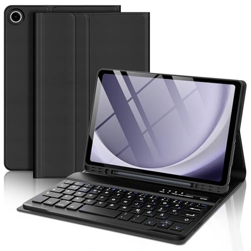 FOGARI Samsung Tablet A9 Tastatur | Galaxy Tab A9 8.7'' Hülle mit Tastatur - [QWERTZ Deutsches] Tastatur Magnetische Kabelloser Bluetooth Abnehmbar für Samsung Galaxy Tab A9 2023 8.7 Zoll,Schwarz von FOGARI