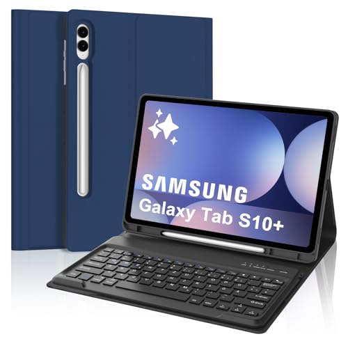 FOGARI Tastatur Hülle für Samsung Galaxy Tab S10 Plus 2024, Keyboard Cover mit Magnetisch Abnehmbarer Deutscher Bluetooth Tastatur für Samsung Galaxy Tab S10+ 12.4'' 2024, Dunkelblau FOGARI Tastatur Hülle für Samsung Galaxy Tab S10 Plus 2024, Keyboard Cover mit Magnetisch Abnehmbarer Deutscher Bluetooth Tastatur für Samsung Galaxy Tab S10+ 12.4'' 2024, Dunkelblau von FOGARI