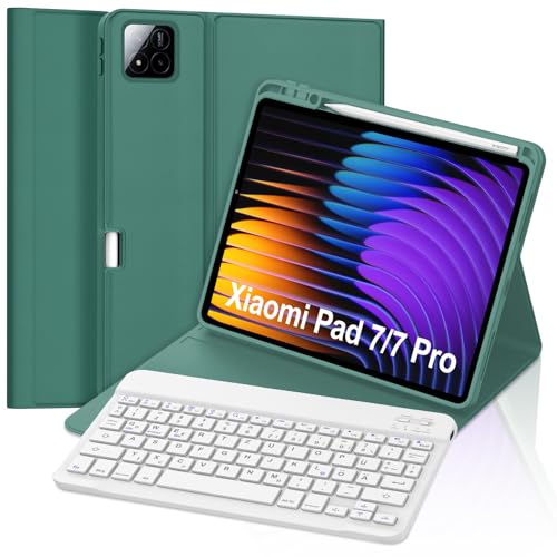FOGARI Tastatur Hülle für Xiaomi Pad 7/7 Pro 11.2 Zoll 2024, Deutsches QWERTZ, Magnetisch Abnehmbarer Deutscher Bluetooth Tastatur für Xiaomi Pad 7/7 Pro 11.2", Dunkelgrün FOGARI Tastatur Hülle für Xiaomi Pad 7/7 Pro 11.2 Zoll 2024, Deutsches QWERTZ, Magnetisch Abnehmbarer Deutscher Bluetooth Tastatur für Xiaomi Pad 7/7 Pro 11.2", Dunkelgrün von FOGARI