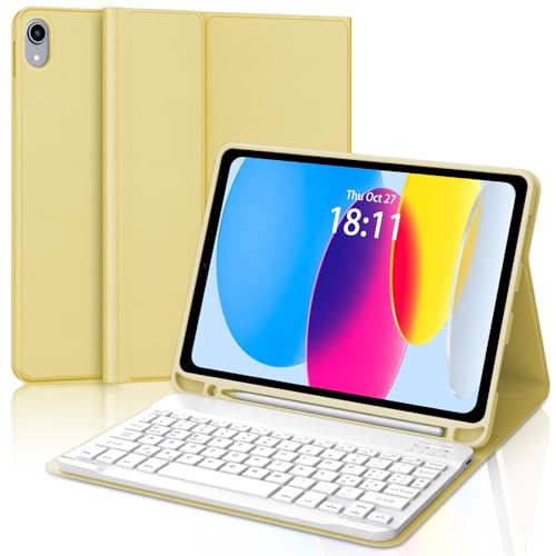 FOGARI Tastatur Hülle für iPad 10 Generation 10,9 Zoll 2022, Italienisch QWERTY Abnehmbare Bluetooth-Tastatur für iPad 10 Generation, Tastaturhülle für iPad 10 Generation 2022 10,9 Zoll, Gelb von FOGARI
