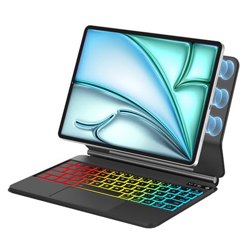 FOGARI Tastatur Hülle für iPad Air 6 13'' 2024 (M2) - Magic Tastatur für iPad Pro 12.9 (6. 5. 4. 3. Gen)| Federnde Tasten, Präzises Multi-Touch Trackpad für Pro 12.9" 2018-2022, iPad Air 13", Schwarz von FOGARI