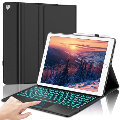 FOGARI Tastatur Hülle für iPad Pro 12.9 1./2. Generation, Tastatur für iPad Pro 12.9 2017/2015, Multi Touch Trackpad, 7 Farben Beleuchtung, QWERTZ Layout Magnetisch Abnehmbarer Keyboard, Schwarz FOGARI Tastatur Hülle für iPad Pro 12.9 1./2. Generation, Tastatur für iPad Pro 12.9 2017/2015, Multi Touch Trackpad, 7 Farben Beleuchtung, QWERTZ Layout Magnetisch Abnehmbarer Keyboard, Schwarz von FOGARI