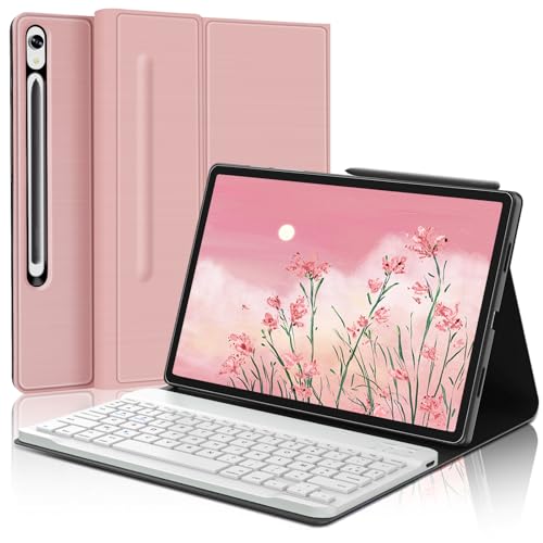 FOGARI Tastatur Tablet Samsung Tab S9 11 Zoll – Schutzhülle Tastatur Samsung Galaxy Tab S8 5G 2022/S7 11 Zoll, Französisches AZERTY, magnetisch, Bluetooth, kabellos, Oro Rosa von FOGARI