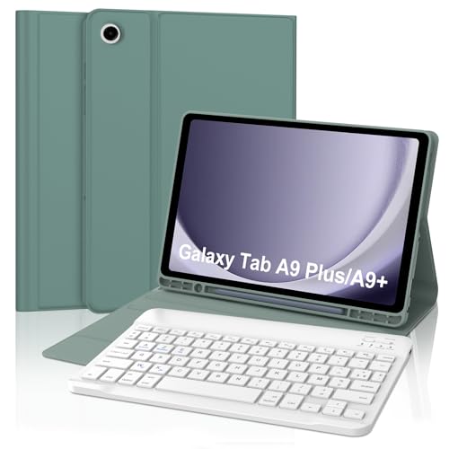 FOGARI Tastatur für Samsung Galaxy Tab A9 Plus/A9+ 2023, 11 Zoll, AZERTY, Französische Tastatur, magnetisch, Bluetooth, kabellos, Schutzhülle für Samsung Tab A9 Plus, Dunkelgrün FOGARI Tastatur für Samsung Galaxy Tab A9 Plus/A9+ 2023, 11 Zoll, AZERTY, Französische Tastatur, magnetisch, Bluetooth, kabellos, Schutzhülle für Samsung Tab A9 Plus, Dunkelgrün von FOGARI