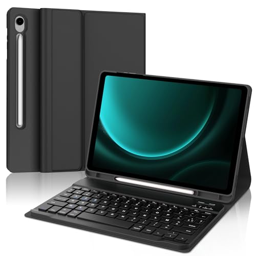 FOGARI Tastatur für Samsung Galaxy Tab S9 – Tastatur Samsung Galaxy Tab S9 FE 10,9 Zoll, AZERTY Französische Tastatur, magnetische Bluetooth-Tastatur, kabellos, Schutzhülle mit Stifthalter für Samsung von FOGARI