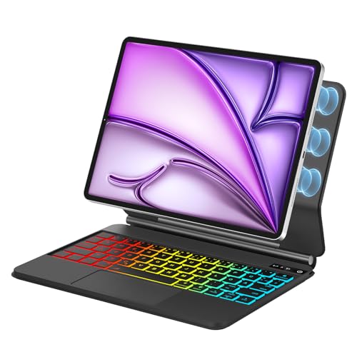 Hülle Tastatur für iPad Air 11 (M3/M2) 2025/2024, Tastatur für iPad Air 5/Air 4/Pro 11 4./3./2./1. Gen, Magnetischer Ständer, Multi-Touch Trackpad, 7-Farbige Hintergrundbeleuchtung, Schwarz von FOGARI